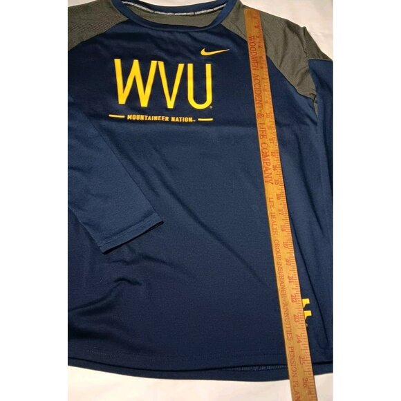WVU Mountaineer Nation Shirt Nike Dri Fit Medium Long Sleeve West Virginia Blue - Picture 5 of 9